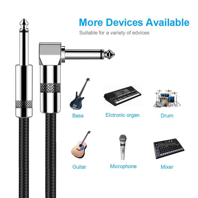 Guitar Cable 10ft New bee Electric Instrument Cable Bass AMP Cord for Electric Guitar, Bass Guitar, Electric Mandolin, Pro Audio (Right Angle to Straight, Black) Right
