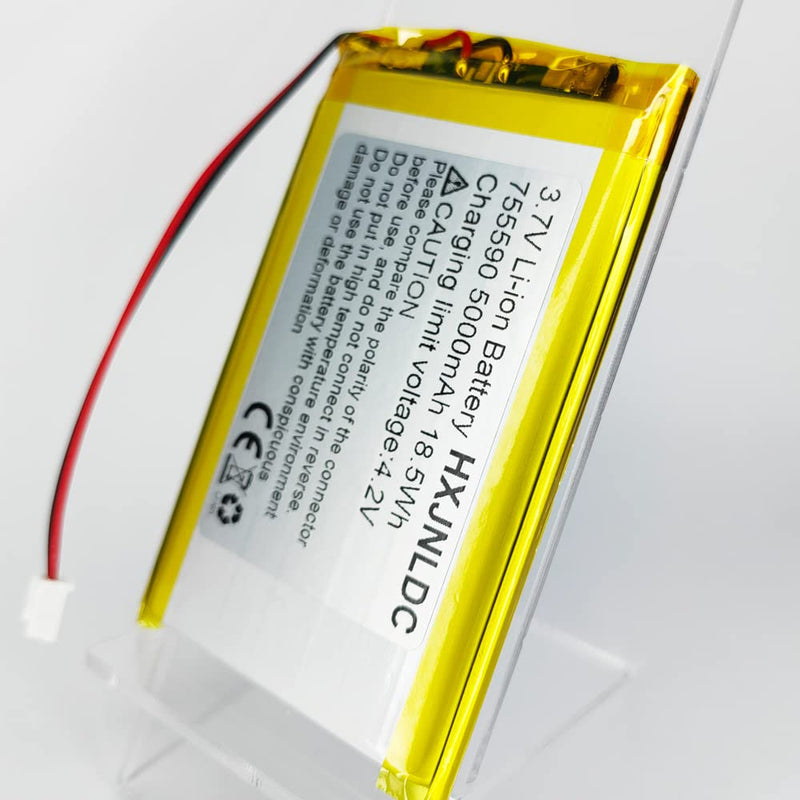 DC 3.7V 5000mAh 755590 li-ion Lithium Ion Polymer Battery Replacement for DIY 3.7-5V Electronic Product, Mobile Energy Storage Power Supply