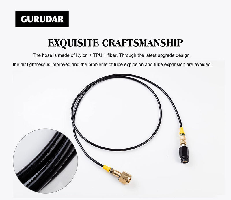 GURUDAR CO2 Cartridges CO2 Tank Direct Adapter with 60Inch High Pressure Hose, CGA320 CO2 Cylinder to Sparkling Water Maker Soda Maker direct Connector for SodaStream Drinkmate Aarke Black