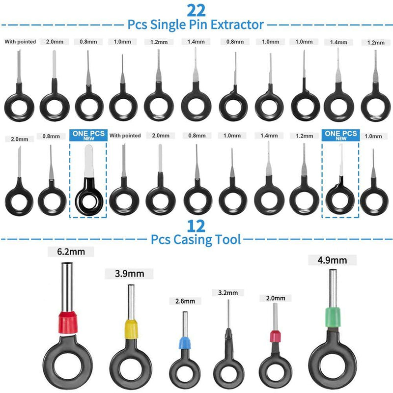 Vignee 82 Pcs Terminal Removal Key Tool, Terminal Pins Puller Repair Removal Tools for Car Pin Extractor Electrical Wiring Crimp Connectors and Most Connector Terminal