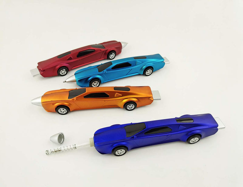 4PCS Sports Car Pens Car Ballpoint Pen Funny pens for Kids Novelty Pens Cute Pens Cool Kids Pens School Supplies Racing Car Pens Gifts for Children（Blue ink） Not pull back