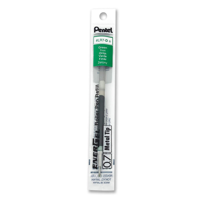 Pentel Refill Ink for BL57/BL77 EnerGel Liquid Gel Pen, 0.7mm, Metal Tip, Green Ink, Box of 12 (LR7-D-12)