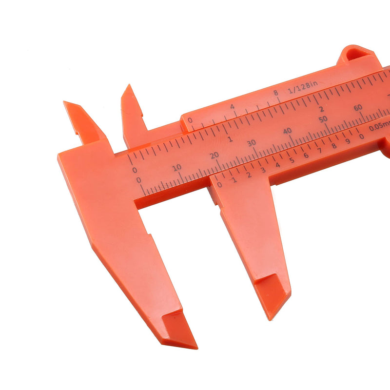 uxcell Vernier Caliper 150mm 6 Inch Metric Plastic Measuring Tool for Precision Measurements Outside Inside Depth Orange