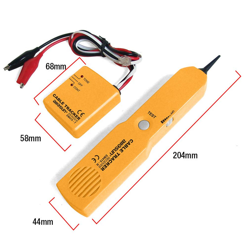 allsun Wire Tracker Telephone Network Probe Circuit Breaker Finder RJ11 Cable Finder Tone Generator Probe Tracker Cable Detector Line, Continuity Checking,Yellow