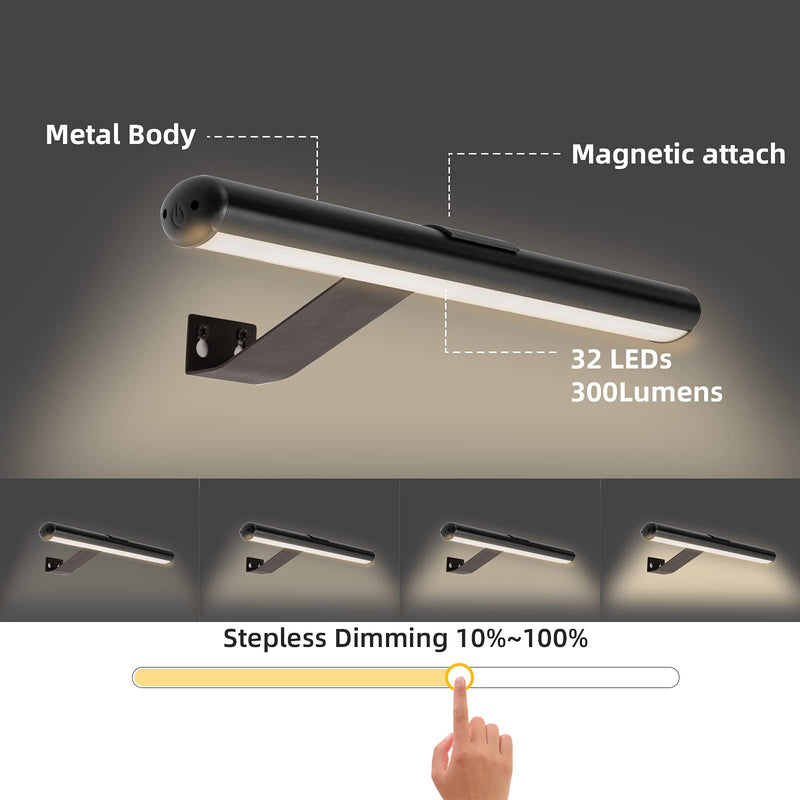 TINTINDOC Wireless LED Picture Light with Remote,Rechargeable Battery Painting Light for Display Art Work,300Lumens Brightness Adjustable Highlight Picture Painting Arts Dartboard with Metal Body Black