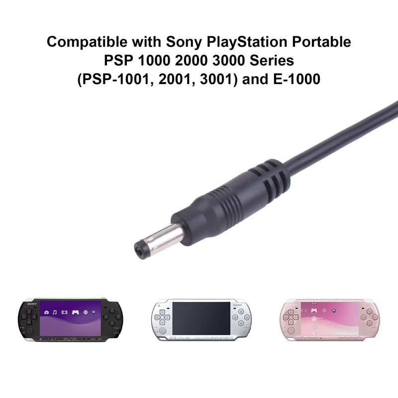 PSP 3000 Charger Cable Power Cord Replacement for Sony Playstation Portable PSP 1000 2000 3000 Series (PSP-1001, 2001, 3001) and E-1000 USB Data Cable - 4mm * 1.7mm Plug(3.3ft)