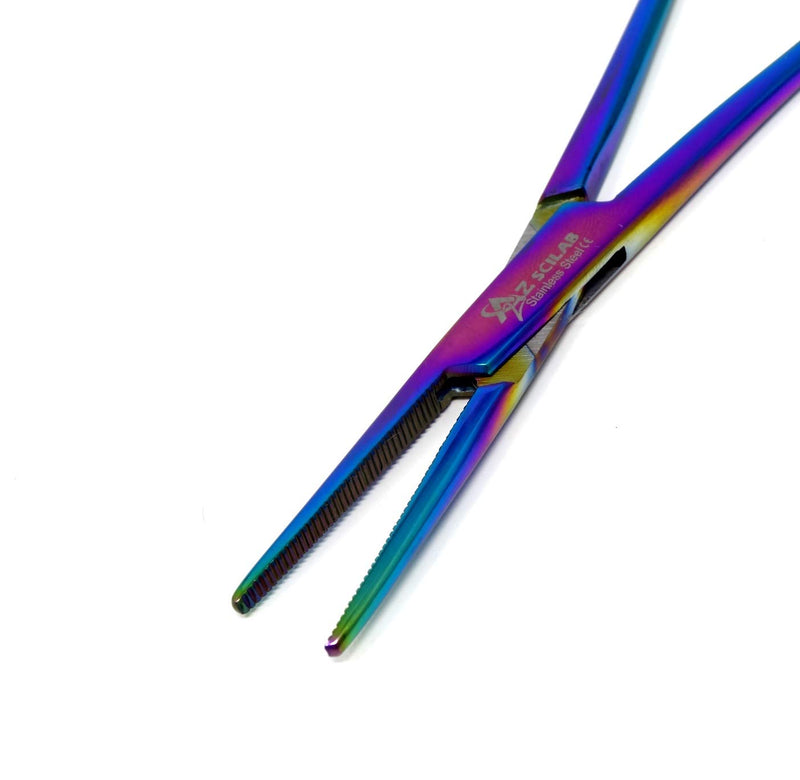 Multi Color Rainbow Mosquito Hemostat Forceps 5" Straight Pliers Stainless Steel (A2ZSCILAB Brand)