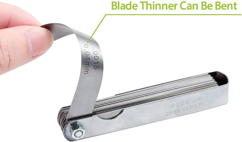 New 2 Pcs 32 Blades Stainless Steel Feeler Gauge Dual Marked Metric and Imperial Gap Measurement Tool - Made In India