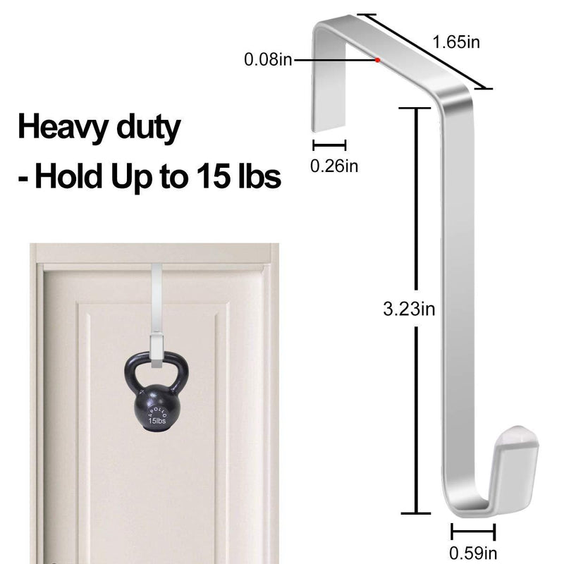 12Pack Over the Door Hook Door Hanger Hooks Sturdy Metal Door Hooks for Hanging Clothes Door Hangers for Bathroom Towel Hanging, Bedroom, Coat, Purses, Hold Up to 15 Lbs 12 Pack Silver