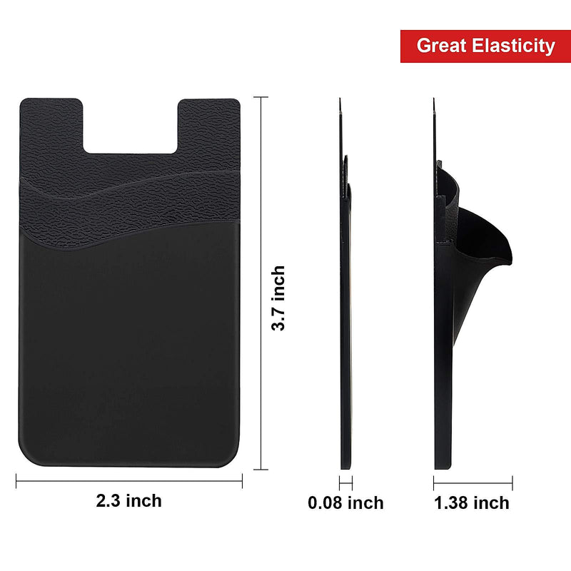 Phone Card Holder, Senose Phone Wallet Stick On Double Pocket for Back of Phone Silicone Credit Card, Business Card & Id Compatible with iPhone Samsung Galaxy Any Smartphone Pack of 6 Black*2+White*2+Gray*2