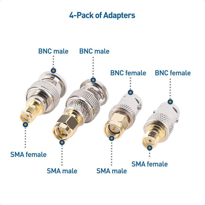 Cable Matters 4-Pack SMA to BNC Adapter Kit, BNC to SMA Adapter Kit, SMA to BNC Gender Changer and Connector Adapter Kit