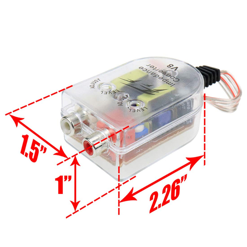 AUTUT 2 Pcs Car High to Low Impedance Converter Audio Signal Adapter Speaker Output to RCA Line Control