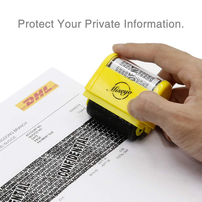 Miseyo Wide Roller Stamp Identity Theft Stamp 1.5 Inch Perfect for Privacy Protection - Yellow