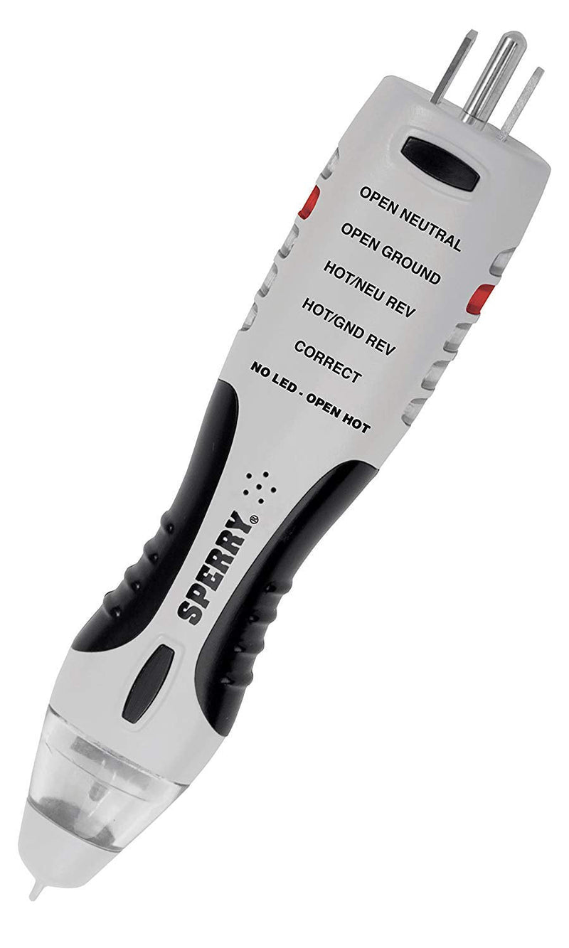 Sperry Instruments VD7504GFI DualCheck 2-in-1 Non-Contact Voltage Detector + GFCI Outlet Circuit Analyzer, 360° Visual & Audible Indicators, 50-1000V AC, 250 lb. Crush Rating Non-Contact Volt Tester & GFCI Tester Combo