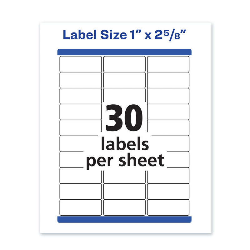 Avery 5520 Waterproof Address Labels, 1-Inch x 2-5/8-Inch, 1500/PK, White