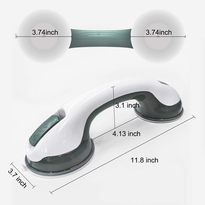 NLAAHCE Shower Handle - 12” 2-Grab Bars for Bathroom, Ultra Grip Dual Locking Safety Suction Cups, Shower Handles for Elderly – Seniors, Disabled, Handicap, Elderly Assistance Product, 2-Count/Pack 12 Inch (Pack of 2)
