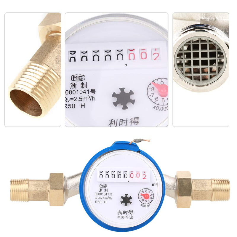 Water Fow Meter, Read of Cubic Cold Water Meter, Single Water Flow Meter, Dry Table Measuring Tools Suitable for Garden and Home