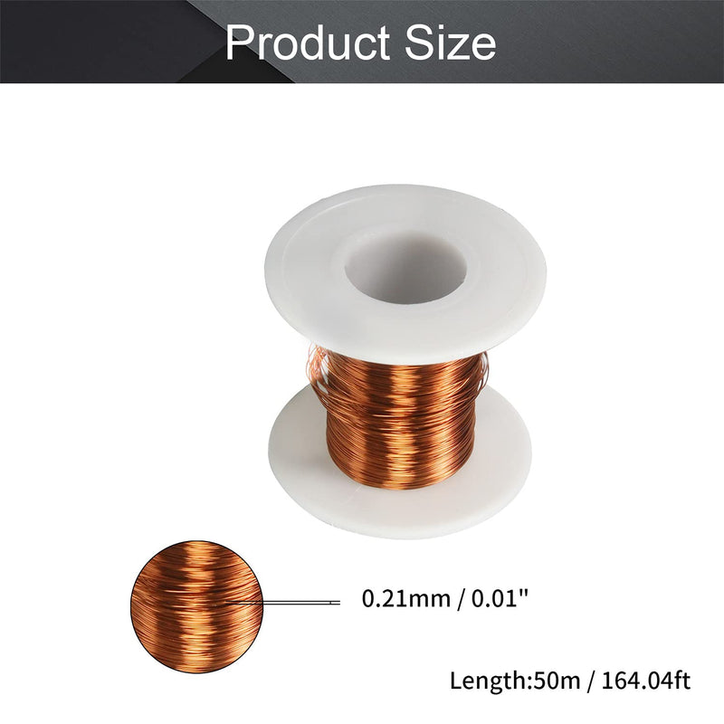 Fielect 0.21mm Inner Dia Magnet Wire Enameled Copper Wire Winding Coil 164Ft Length QZ-2-130 Model Widely Used for A Variety of Motors