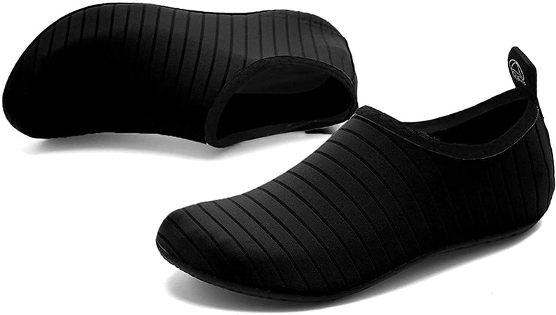 ANLUKE Water Shoes Barefoot Aqua Yoga Socks Quick-Dry Beach Swim Surf Shoes for Women Men 4.5-5.5 Women/4-5 Men All Black