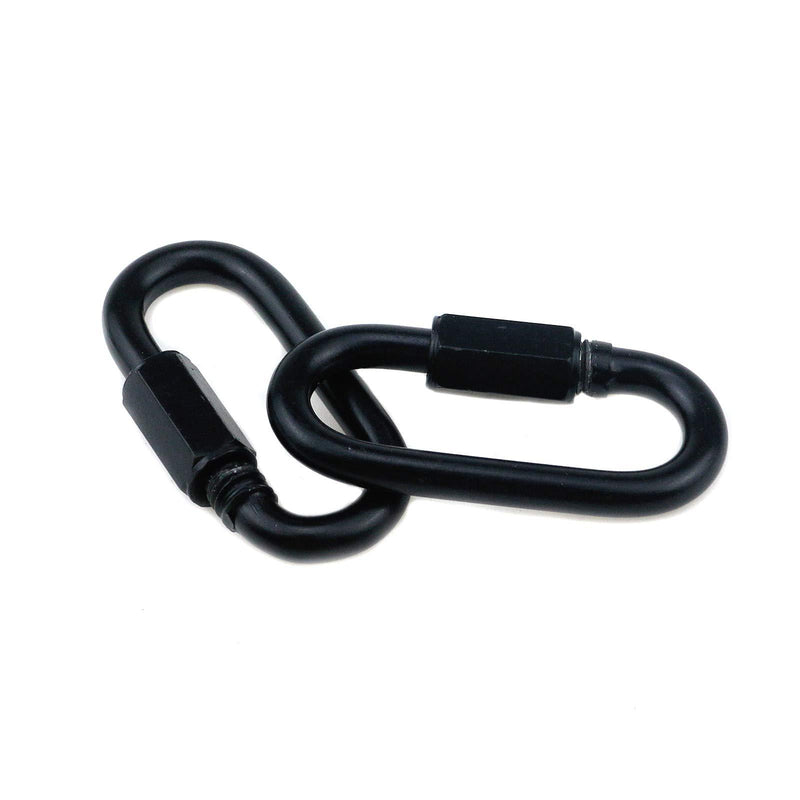 Quluxe Heavy Duty D Shape Chain Locking, M6 6MM Chain Quick Link Connector- Black (Pack of 6)