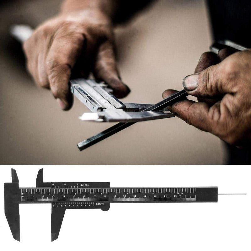 Plastic 150MM High Accuracy Double Rule Scale Durable Gauge Plastic Vernier Caliper Measuring Tool for Measurements(Black) Black