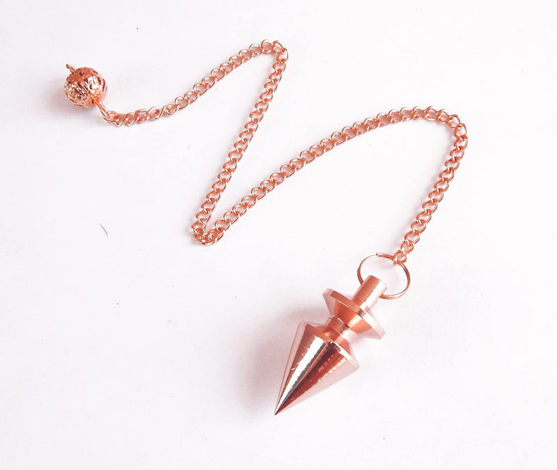 Cone with Round Ring Copper Metal Pendulum. Healing Dowsing Metaphysical Meditation Divination Pendulum. Round Ring Plate - Copper