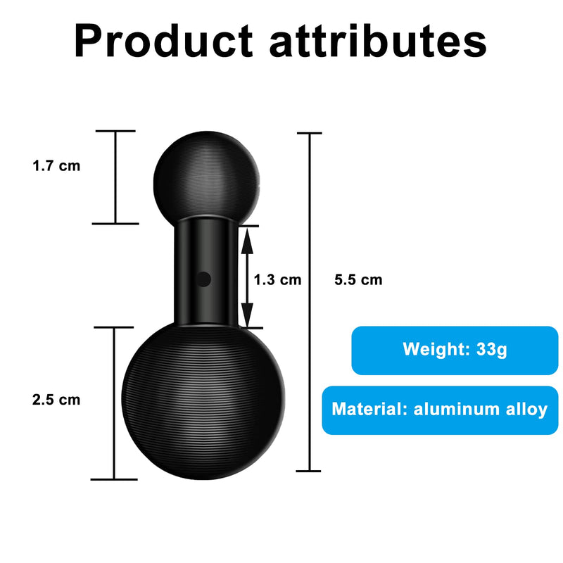 25mm / 1 inch to 17mm Ball Adapter for RAM Mounts B Size Double Socket Arm, Garmin 17mm Swivel Ball Mounting Pattern GPS Mount 17MM-25MM 1" Ball Mount Adapter