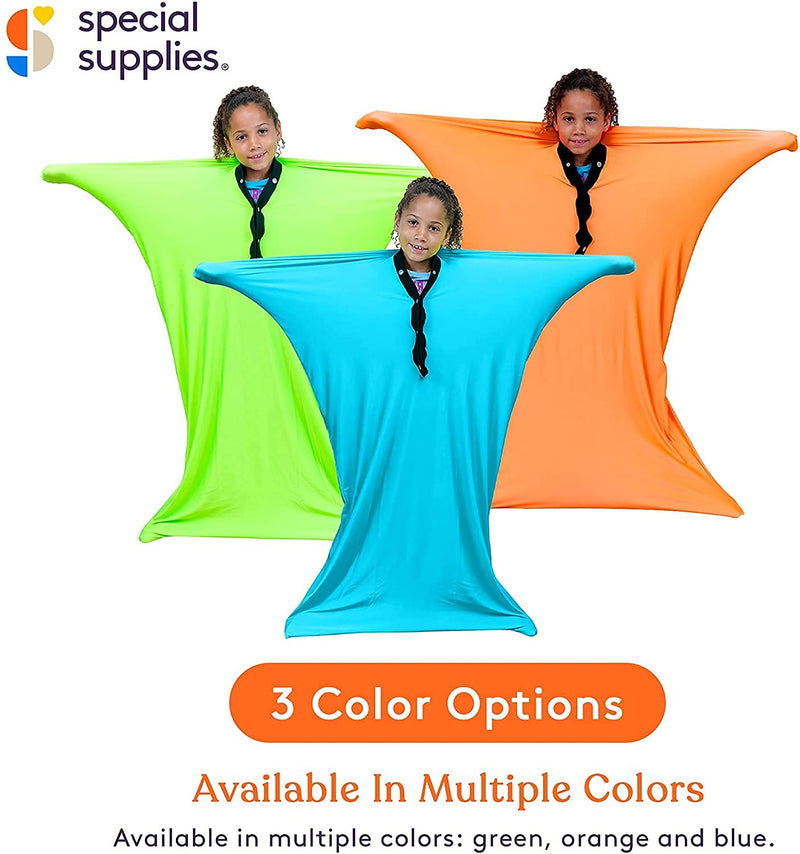 Special Supplies Orange Sensory Body Sock Full-Body Wrap to Relieve Stress, Stretchy, Breathable Cozy Sensory Sack for Boys, Girls, Safe, Comfortable, Calming Relief Cocoon (Large 56"x28") Large 56"x28"