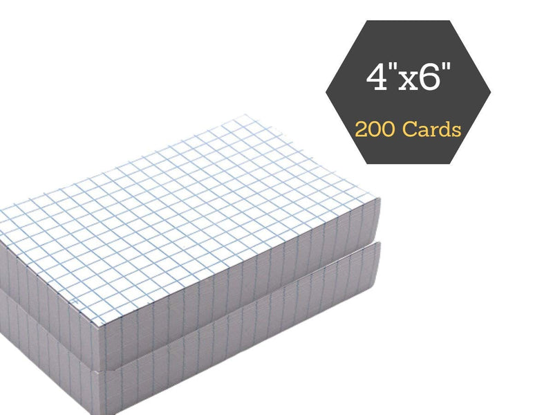 1InTheOffice Index Cards 4x6 Graph Ruled White, Quad Ruled Index cards 4x6 200/Pack