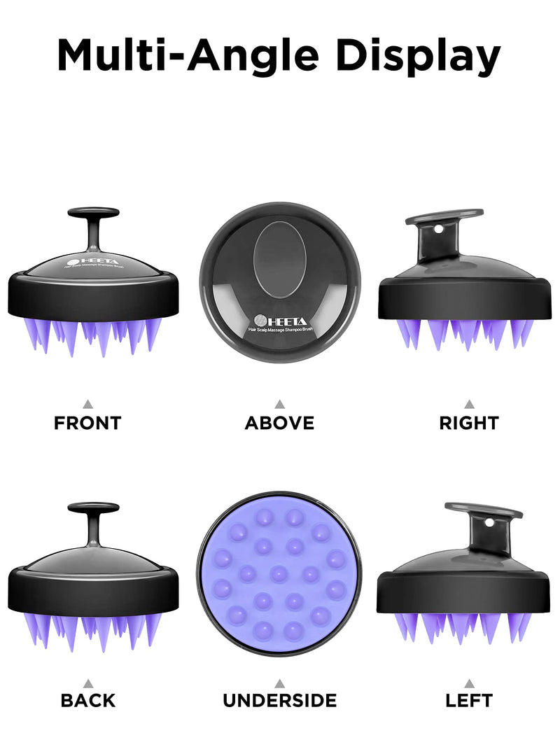 Hair Shampoo Brush, HEETA Scalp Care Hair Brush with Soft Silicone Scalp Massager (Black) Black