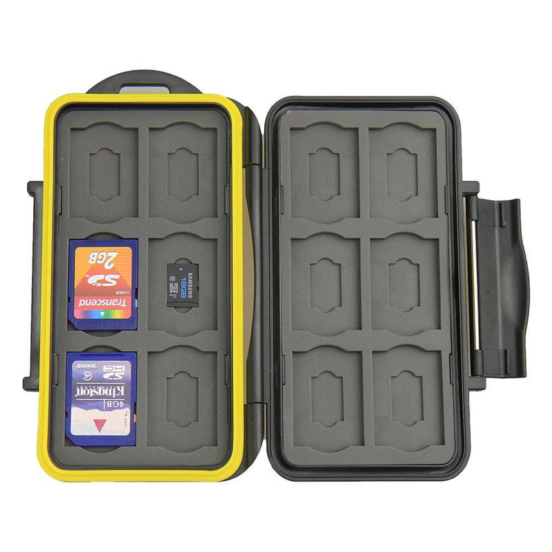 JJC MC-SDMSD24 Water-Resistant Holder Storage Memory Card Case for 12 SD Cards + 12 Micro SD Cards