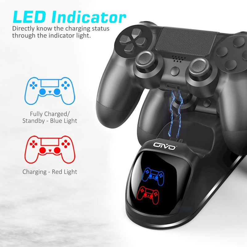 PS4 Controller Charger Dock Station, OIVO Playstation 4 PS4 Controller Charging Dock Station Upgraded 1.8-Hours Charging Chip, Charging Dock Station Replacement for PS4 Dualshock 4 Controller Charger