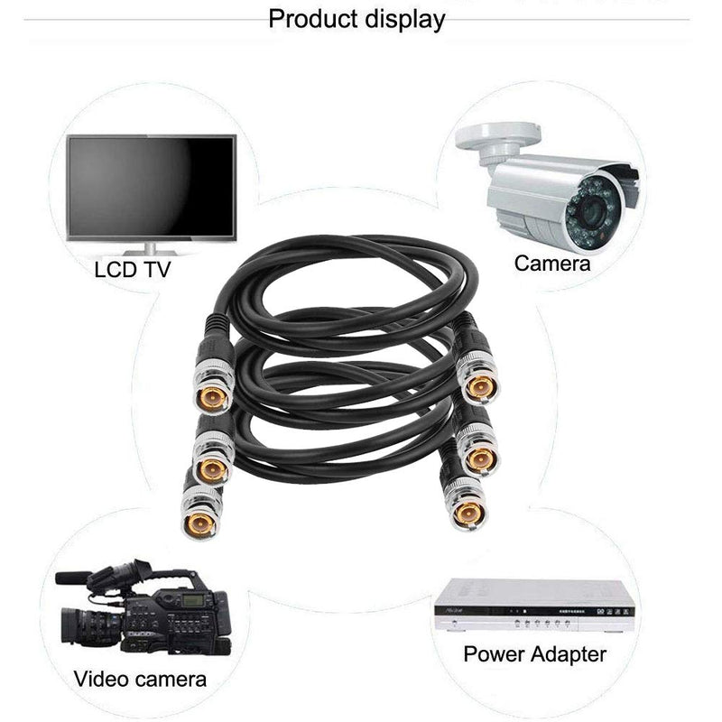 JOINSI 5-Pack 5ft BNC Male to BNC Male Jumper 75-Ohm Cable Extension Connector for CCTV DVR to TV System 5 Pack 5 Feet