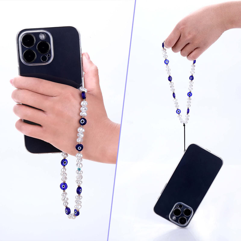 TIESOME Beaded Phone Charm, Evil Eye Beaded Lanyard Wrist Strap Face Beaded Phone Charm Handmade Phone Chain Strap Keychain for Men Women Girls Cell Phone String Strap (Set A) Set A