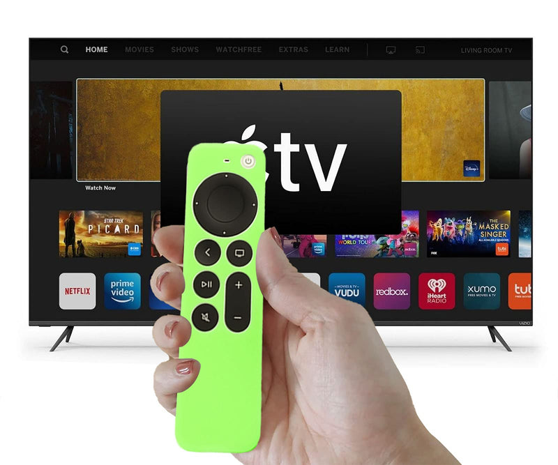 Glow Green Remote Case Cover Replacement for New Apple 4k TV 2021 Series 6 Generation / 6th Gen Remote Control, Silicone Skin Glow in Dark with Lanyard - LEFXMOPHY GLOW GREEN