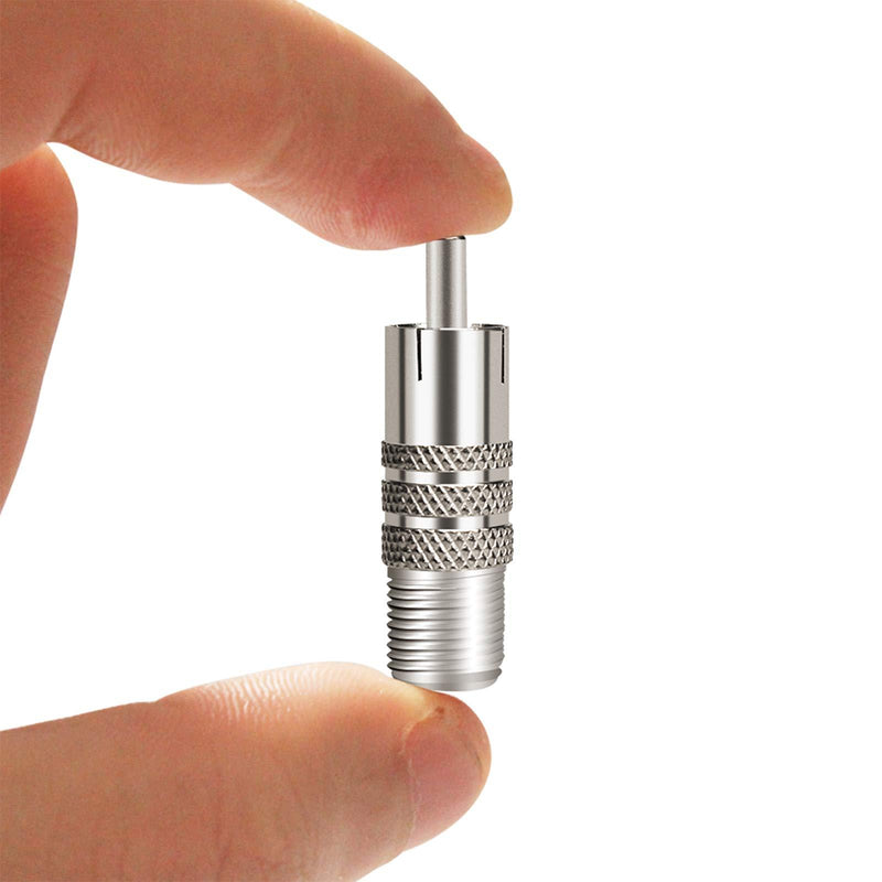 10 Pack F Type Female to RCA Male Coaxial Cable Adapter, Straight Coupler Adapter Connector for Video Audio (Nickel Plated)