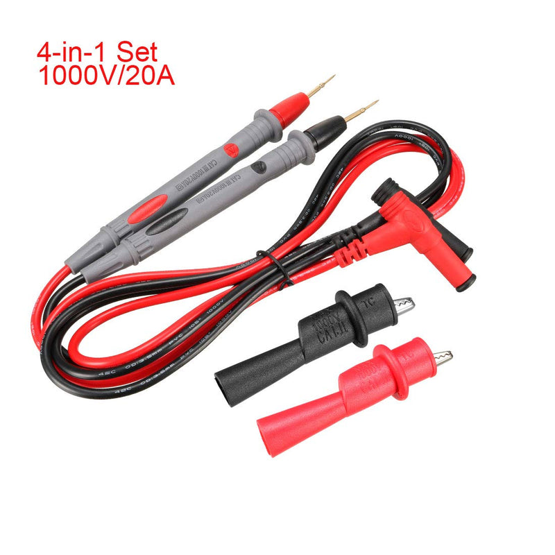 uxcell Multimeter Test Leads, Digital Multimeter Probe Tester Lead Wire Pen Cable with Alligator Clips,1000V 20A, 4-in-1 Set