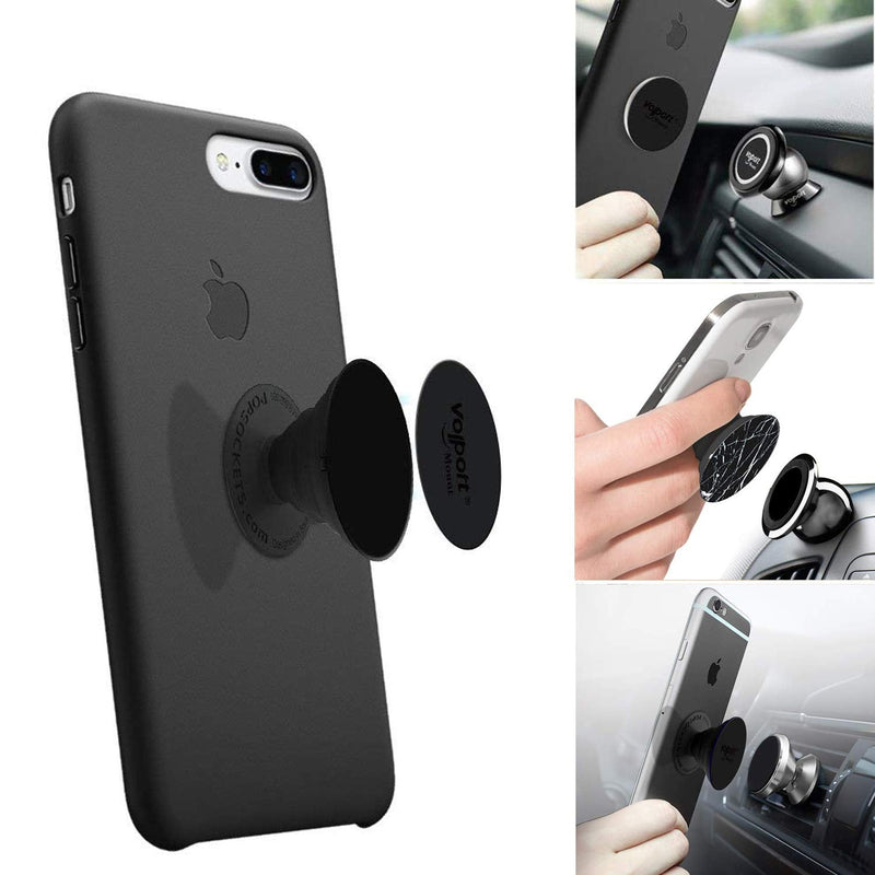 VOLPORT Mount Metal Plates Replacement 6pcs for Magnetic Phone Magnet Car Mount, Phone 3M Strong MagicPlate Metal Disc Sticker Adhesive Round for Magnet Cell Phone Holder Grip(Pops Stand Not Included)