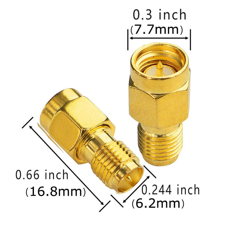 BOOBRIE SMA WiFi Adapter RP-SMA Female to SMA Male Coaxial Connector RF Antennas Plug Connector RP-SMA to SMA Adapter SMA Plug to RP SMA Jack for FPV Drone Pack of 2