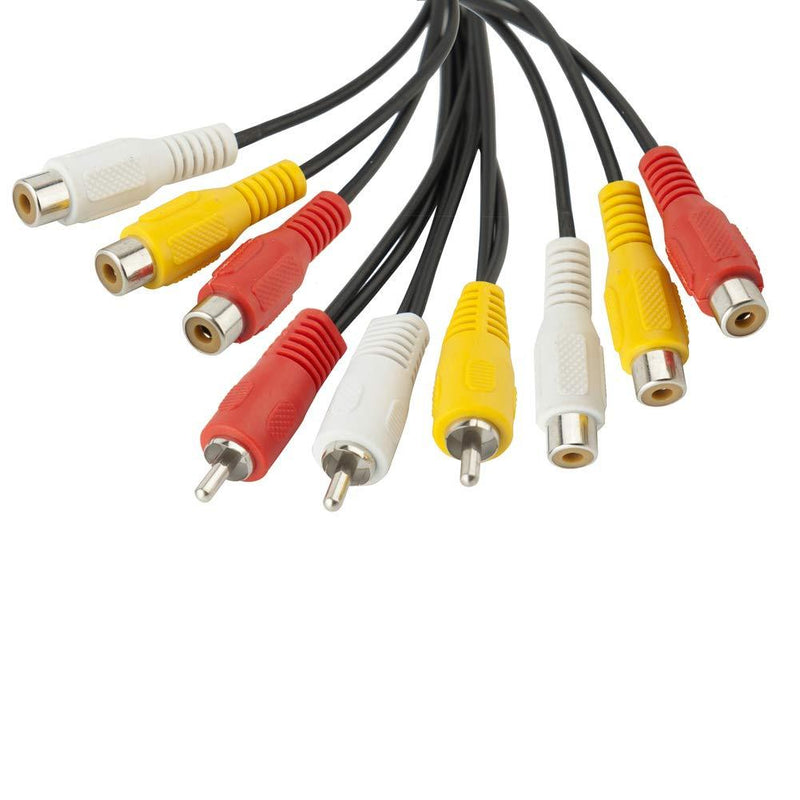 TENINYU 3 RCA Cable Splitter, 3 RCA Male to 6 RCA Female Plug AV Splitter Audio Video Adapter Cable 12inch