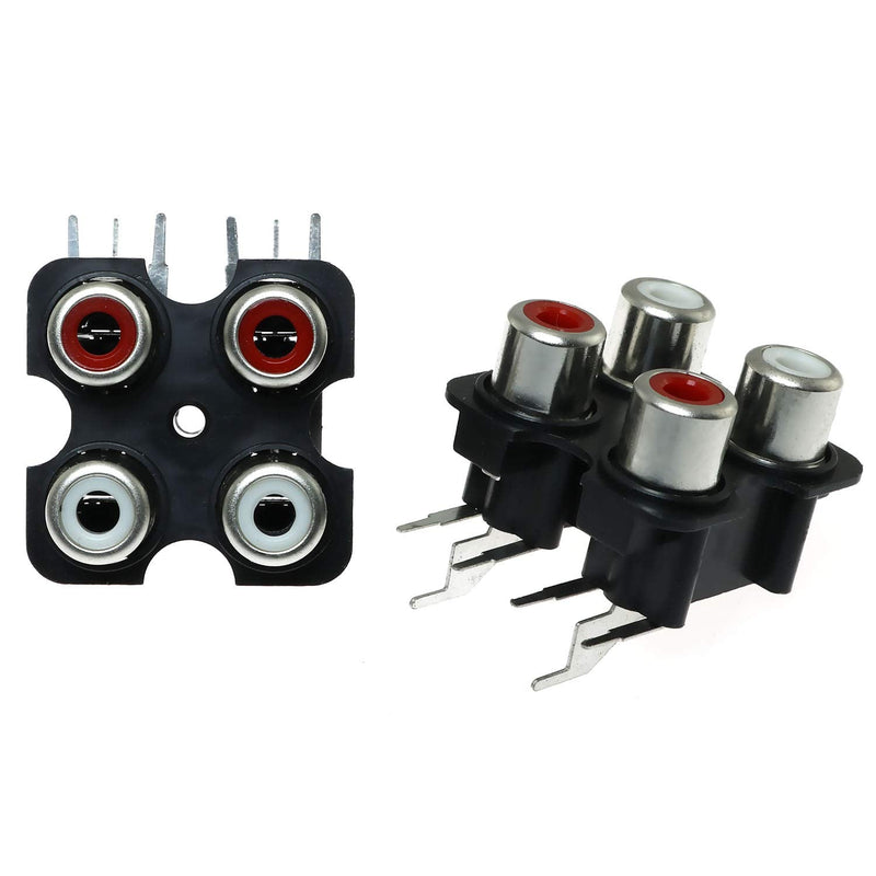 E-outstanding RCA Female Jack 4PCS PCB Mounted AV Concentric Outlet 4 RCA Female Video Socket Right Angle Connector
