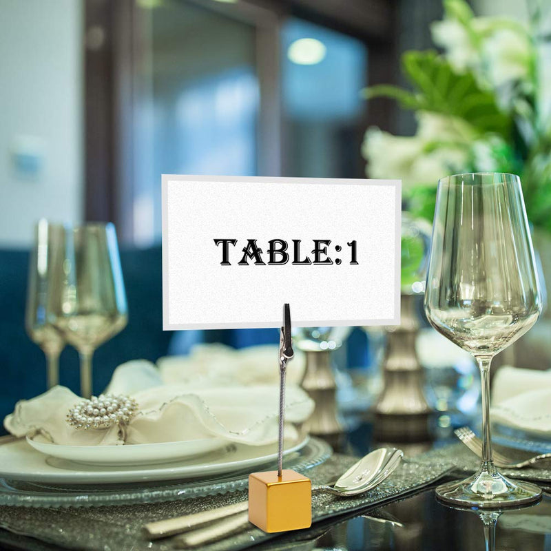 senover 10pcs Table Number Holder Name Place Card Holder Memo Clip Holder Stand Note Holder Pictures Card Paper Menu Clip (Gold) Gold