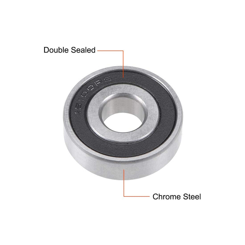 uxcell 16100-2RS Deep Groove Ball Bearing 10x28x8mm Double Sealed Chrome Steel Bearings 5pcs 10mmx28mmx8mm