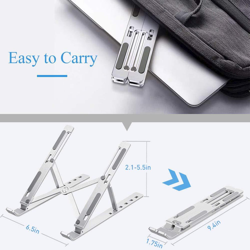FLAGTOP Adjustable Laptop Stand for Desk, Ergonomic Portable Aluminum Laptop Desk Stand, Non-Slip, Stable, Foldable Laptop Riser, Compatible with MacBook Pro/Air and More Notebooks Small