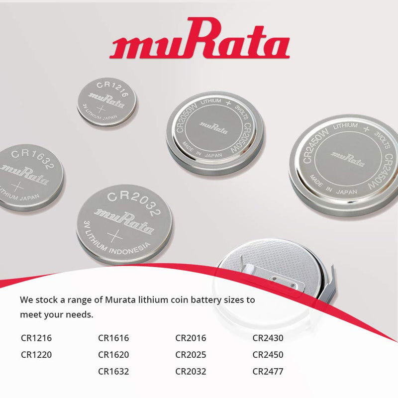Murata CR2430 Battery DL2430 ECR2430 3V Lithium Coin Cell (25 Batteries) 25 Batteries