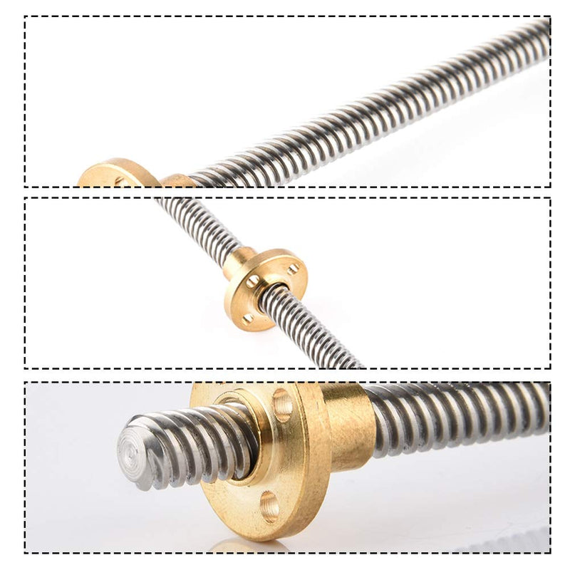 3D Printer Accessories T8 Trapezoidal Lead Screw Lead Screw + T8 Nut, Pitch 2mm Screw Lead 8mm, Stainless Steel, for 3D Printer Stepper Motor(150mm) 150mm