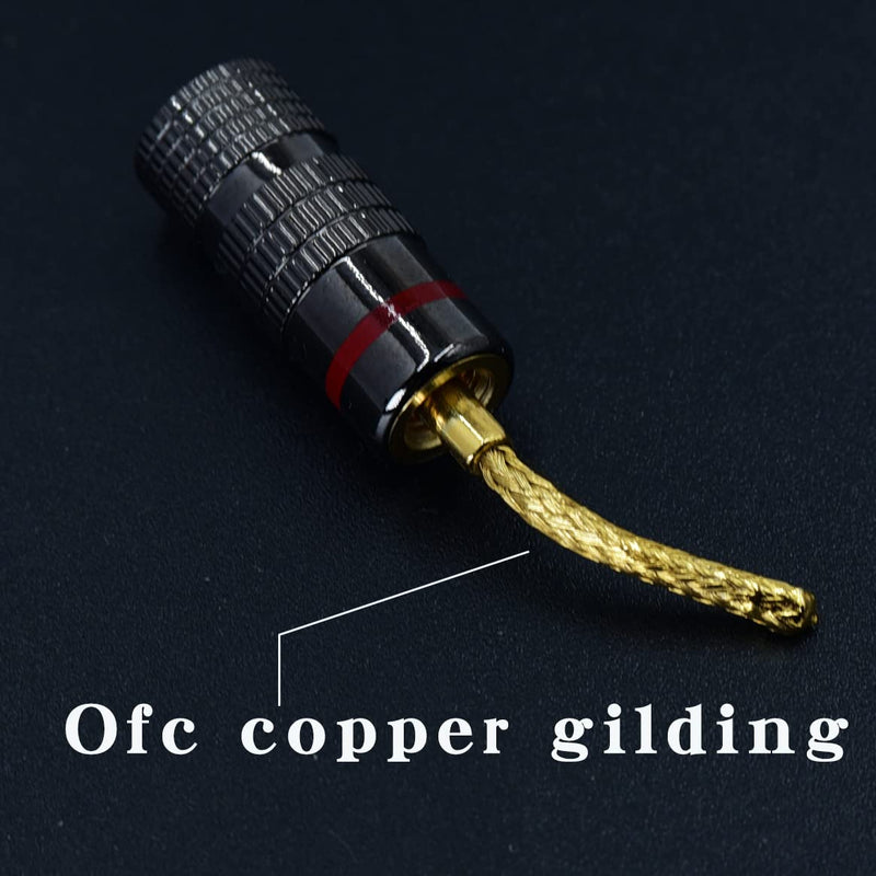 Screw-Type Connectors Deadbolt Flex Pin Banana Adapter Plug to 4mm Female Bananas Jack Center Surround Wire for Spring Loaded Speaker Terminals Inputs 4 Pack