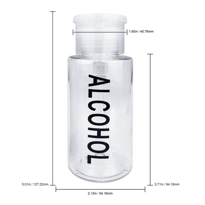 PANA Brand 7oz. (Quantity: 2 Pieces) CLEAR Color Alcohol Labeled Liquid Push Down Pump Dispenser Empty Bottle with Flip Top Cap