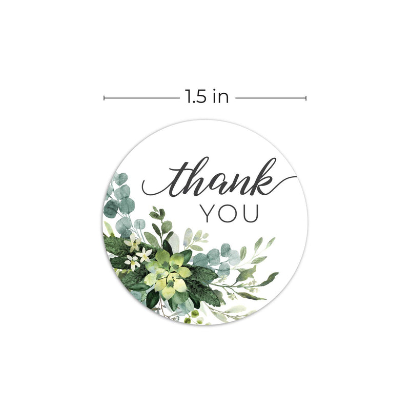 Boho Greenery Thank You Stickers - 1.5" Circle Labels / 500 per Pack