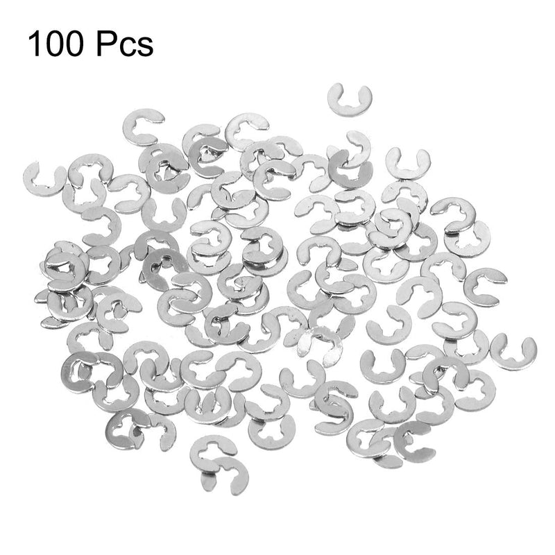 uxcell 4mm External Circlips C-Clip Retaining Shaft Snap Rings 304 Stainless Steel 100pcs